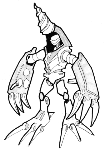 Sci Fi Robot   Big Clawed Bot Coloring Page